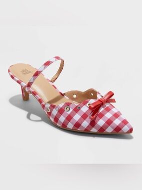 Nwt A New Day Gingham Pointed Kitty Heels 7